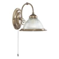 American Diner Wall Light in Antique Brass with Pull Switch