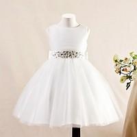 amgam a line short mini flower girl dress tulle jewel with bows crysta ...