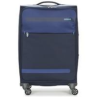 american tourister heroline spinner 67cm womens soft suitcase in blue
