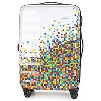american tourister palm valley spinner womens hard suitcase in white