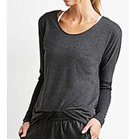 Amazon#39;s new fashion women loose long-sleeved shirt leakage back casual T-shirt