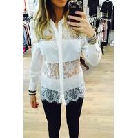 Amerie lace panel shirt white