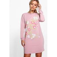 Amy Floral Print Sweat Dress - blush