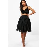 Amala Grid Tulle Full Midi Skirt - black