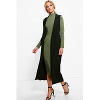 Amy Contrast Duster & L/S Dress Co-Ord - khaki