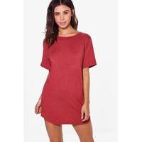 Amy Curved Hem T-shirt Dress - cinnamon