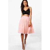 Amala Grid Tulle Full Midi Skirt - blush