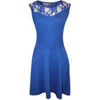 Amanda Lace Panel Skater Dress - Royal Blue