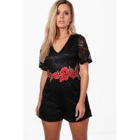 Amerie Embroidered Lace Playsuit - black