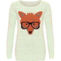 ami fox with glasses knitted jumper mint green