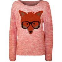 Ami Fox with Glasses Knitted Jumper - Dark Pink