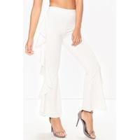 Amber White Ruffle Side Detail Trousers