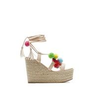 Amy Beige Pom Pom Espadrilles