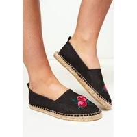 Amy Black Denim Floral Espadrilles