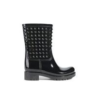 Amaris Black Studded Short Rain Boots