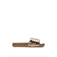 Amy Champagne Metallic Quilted Sliders