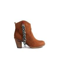 Amara Tan Beaded Fringe Ankle Boots