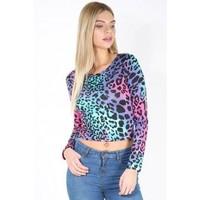 Amelie Multi Colours Long Sleeves Crop Top