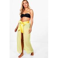 amelia tie waist satin trim sarong yellow