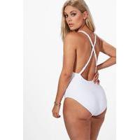 Amanda Plunge Plaited Swimsuit - white