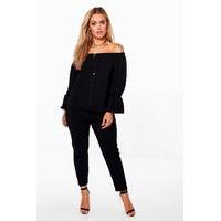 amy off the shoulder top trouser co ord black