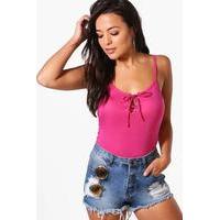 amber lace up cami top cerise