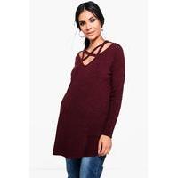 Amber Ribbed Strappy Jumper - berry