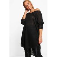 Amanda Knitted Off The Shoulder Tee - black