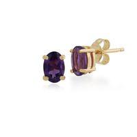amethyst oval stud earrings in 9ct yellow gold 6x4mm claw set