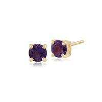 Amethyst Round Stud Earrings In 9ct Yellow Gold 3.50mm Claw Set
