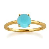 Amour Damier 9ct Yellow Gold 0.90ct 4 Claw Set Turquoise Cabochon Ring