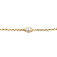 Amour Damier 9ct Yellow Gold 0.93ct White Chinese Freshwater Pearl 19cm Bracelet