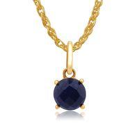 Amour Damier 9ct Yellow Gold 1.00ct Claw Set Sapphire Pendant on 45cm Chain