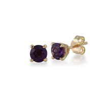 Amethyst Round Stud Earrings In 9ct Yellow Gold 4.50mm Claw Set