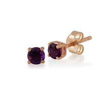 Amethyst Round Stud Earrings In 9ct Rose Gold 3.50mm Claw Set