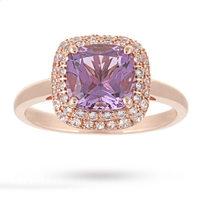 Amethyst and White Sapphire Ring in 9 Carat Rose Gold