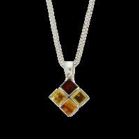 amber necklace cube silver