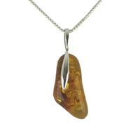 Amber Necklace Organic Pebble Silver