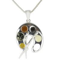 Amber Necklace Paint Pallet Silver