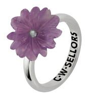 Amethyst Ring Tuberose Daisy Silver