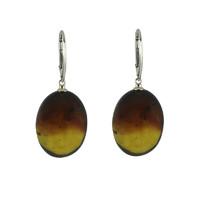 Amber Earrings Drop Oval Ombre Silver