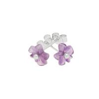Amethyst Earrings Pansy Studs Tuberose Silver Small