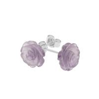Amethyst Earrings Rose Studs Tuberose Silver Medium