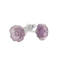 Amethyst Earrings Rose Studs Tuberose Silver Small