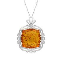 amber necklace cushion decorative cut out edge silver