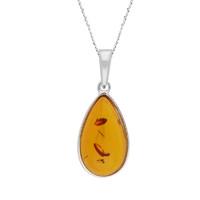 Amber Necklace Pear Silver
