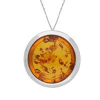 amber necklace round silver