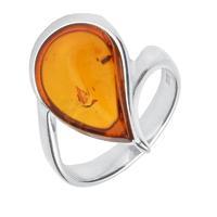 Amber Ring Pear Twist Silver