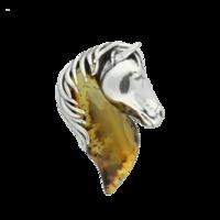 Amber Necklace Horse Head Silver