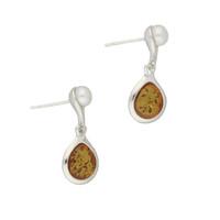 amber earrings with pearl silver